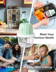 UN1QUE 350ML Rechargeable Mini Electric Chopper for Kicthen Use | One-Touch Operation | 304 Stainless Steel Blades | Chopper Electric for Chop, Mince, Puree, Whisk, Grind