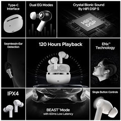 boAt 2026 Launch Nirvana Ion TWS Earbuds (Lunar Black) | Massive 120 Hours Playtime, Quad Mics ENx™ Tech, Multipoint Connectivity, In-Ear Detection, Dual EQ Modes, and BEAST™ Mode