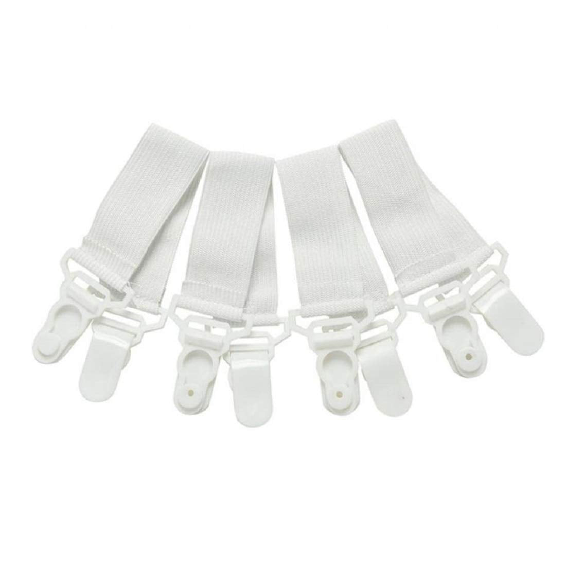 SYGA 4 Pieces Adjustable Bed Sheet Gripper Clip Holder-Bed Sheet Fasteners Suspenders-Bed Sheet Holder Tie(White)