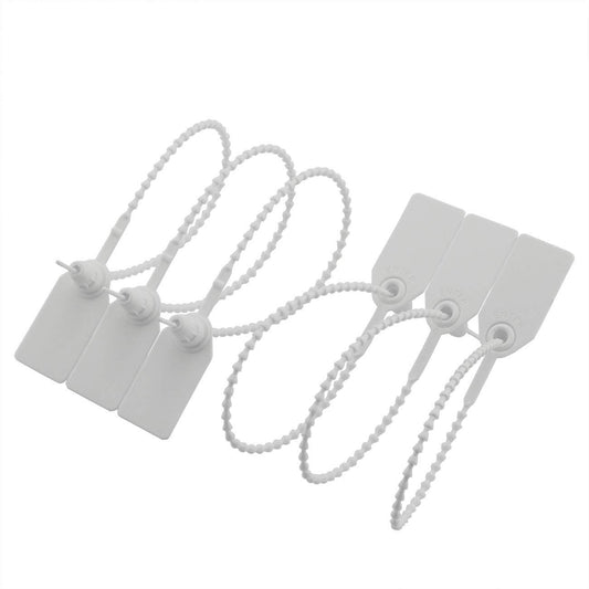 SYGA 50pcs Security Seal with Insert Adjustable Self-Locking Pull Tight Cable Ties Tags Disposable Wire Padlock for Cargo Container Seal Lock_White