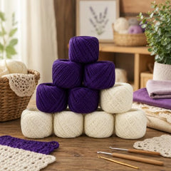 Crochet Cotton Thread Yarn Combo, 10 Rolls for Knitting, Crochet, Embroidery and Craft Making, Soft Decorative Thread for Handmade DIY Projects, Yellow & Green