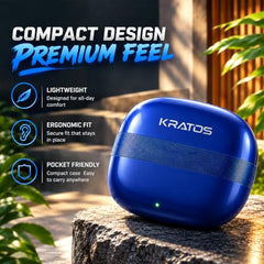 Kratos TW02 Ear Buds Wireless with 60H Playtime, Noise Isolation & Clear Calls, Bluetooth Earbuds with Voice Assistant, Ear Buds with Bluetooth V 5.3 & with Type C Fast Charging, IPX5 TWS Earphones