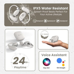 Portronics Harmonics Twins 31 Over Ear OWS Smart Wireless Earbuds with HD Mic, Secure & Flexible Earhook, Touch Control, 24 Hrs Playtime, Music/Gaming Mode, BT 5.4V, Light Weight(Beige)