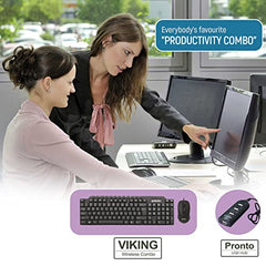 ZEBION Vikings Wired Keyboard Mouse Combo with Nano Receiver, Slim,Elegant and Ergonomic chiclet Design, Tested with Over 1 Million keystrokes and clicks,Durable Body and Pronto 101 USB hub