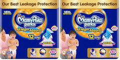 Mamypoko pants All night absorb| Pant Style Baby Diapers Large Size(L), 124 Count,(62*2) Ideal for 9-14Kgs|1 Diaper= Upto All night Absorption|Wider Crisscross Sheet|Gentle Coco Care| 12hr Leakage Protection| Prevents Heaviness.