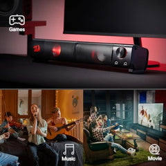 Redragon GS550 Orpheus PC Gaming Speakers, 2.0 Channel Stereo Desktop Computer Sound Bar with Compact Maneuverable Size, Quality Bass and Decent Red Backlit, USB Powered w/ 3.5mm Cables, Doom Eternal