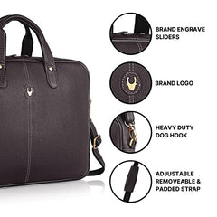 WildHorn Genuine Leather Office Bag for Men | 15.6-Inch Laptop Bag with a Minimalist Design | Professional Leather Bag with Adjustable Straps & Multiple Compartments | 1-Year Warranty