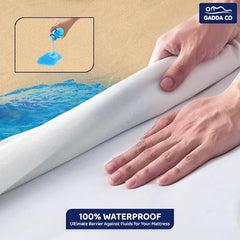 GADDA CO 100% Waterproof Premium Cotton Feel Mattress Protector King Size 78x72 Inch|Ultra Soft Breathable & Fitted Bed Protector Terry Cover Double Bed (6.5x6 feet, Fits 10 Inches, Grey)