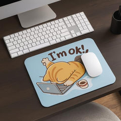 SHERISH Cute Cat (I'm OK) Mouse Pad for PC & Laptop – Waterproof Desk Mat with Funny Cartoon Cat Design, Smooth Cloth Surface & Non-Slip Rubber Base Ideal for Office, Work from Home & Gaming 19x23 cm