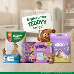 TEDDYY Easy Baby M Size Diaper Tape Style |126 Count (Medium) | 6-11 kgs (Pack of 2) | Quick Absorbency | Extra Super Soft | Anti - Bacterial | Wetness Indicator with Adjustable Grip Tapes