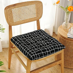 Kuber Industries 2 Pcs Cotton 16x16 Inch Chair Cushion for Sitting | Chairs Cushion For Home, Office, Dining Chair, Car, Meditation | Back Rest Support Chair Cushion with Ties | Plain - Cream