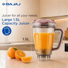 Bajaj GX-1 Mixer Grinder 500W | Superior Mixie For Kitchen | 2-In-1 For Dry Grinding | Blade Function With Titan Motor | 3 Stainless Steel Mixer Jars | 1 Year Product Warranty By Bajaj 【Blue】