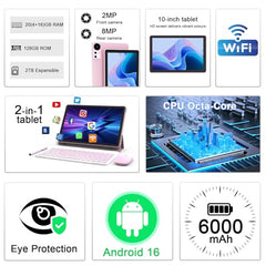CUPEISI Android 13 Tablet 10 inch 12GB RAM+128GB ROM/1TB Expandable Tablet, Bluetooth, Wi-Fi, 2024 Newest 2 in 1 Tablets with Keyboard Case, Mouse Capacitive Pen, 2.0 Quad Core CPU