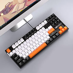 MageGee 75% Mechanical Gaming Keyboard with Brown Switch, LED White Backlit Keyboard, 87 Keys Compact TKL Wired Computer Keyboard for Windows Laptop PC Gamer - Retro Grey/White