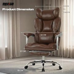DROGO Emperium Office Chair for Work from Home 400LBS | Ergonomic Executive Boss Chair with PU Leather,High Back, Spacious Cushion Seat & Pumping Lumbar Support | Premium Metal Base & Footrest (White)