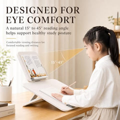 Sunchhaya Acrylic Book Stand for Reading – Clear Adjustable Book Holder with 360° Rotating Base, Foldable Reading Stand for Desk, Cookbook, Tablet & Laptop Stand, Height & Angle Adjustable (R22H)