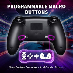 NITHO NEON DARK OPS Wireless Gaming Controller for PC Windows, Switch, Switch 2, Android and iOS, Gamepad with Hall Effect Triggers, Turbo, Programmable Buttons, 6-Axis Motion Control, Dual Vibration, RGB Lighting - Black