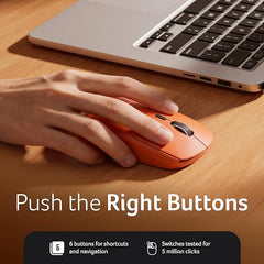 Acer PopGo Wireless Mouse | 2.4G + BT5.4 Dual Mode | 500mAh Rechargeable Battery | Adjustable DPI up to 6400 | Silent Click | 6 Buttons+Scroll Wheel | 10m Range | Windows & Mac Compatible – Orange