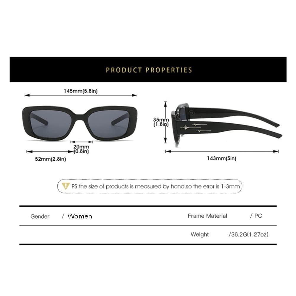 SYGA Women's Square Retro Sunglasses For Adult (Black)