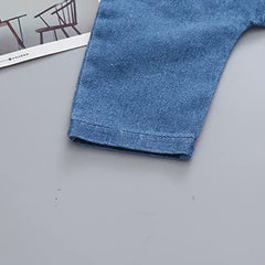 MOMISY Baby Boys Baby Girls Denim Jeans Dungaree with Cute Bear-6 months to 9 months, Blue, Medium