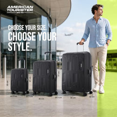 American Tourister 3PC PP Ivy 2.0-8 Wheel, Set (Small + Medium + Large) Hard Suitcase for Travel/Travel Bag with Combination Lock & Smooth Sliding Double Wheel - Black, 55 Cm, 68 Cm, 79 Cm