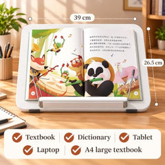 Sunchhaya Acrylic Book Stand for Reading – Clear Adjustable Book Holder with 360° Rotating Base, Foldable Reading Stand for Desk, Cookbook, Tablet & Laptop Stand, Height & Angle Adjustable (R22H)