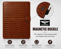 Flausen Croco Laptop Case Cover for Acer Aspire Lite Al15-52 15.6 Inch, Brown