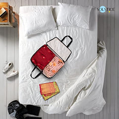 SOLSTICE Pack of 4 Transparent Storage Bag for Saree Covers,Clothes, Lehenga, Blankets, Bedsheets, Toys, Docs|Wardrobe Organizer|Clear Storage Box Bag - Pack of (4), Plastic, 40x32 cm
