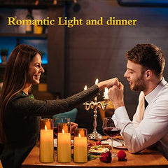 Flameless LED Pillar Candle Set of 2 | Acrylic Fiber Glass | Dancing Faux Wick | Remote Control with Battery Operated 3 AA | Home Décor & Gifting | 3" D x 6" H | Red