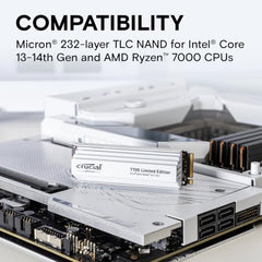 Crucial® T705 2TB PCIe Gen5 NVMe M.2 SSD with heatsink