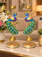 Festive Elegance Peacock Theme Decorative Tealight Stand | traditional handmade