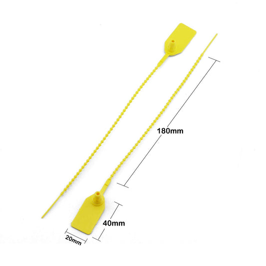 SYGA 50pcs Security Seal with Insert Adjustable Self-Locking Pull Tight Cable Ties Tags Disposable Wire Padlock for Cargo Container Seal Lock_Yellow