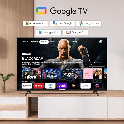 Foxsky 109 cm (43 inch) Frameless Series 4K UHD QLED Google TV FS43GATV (Black)