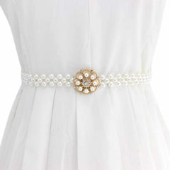 SYGA Pearl Adjustable Waist Belt with Hollowed Tassel Detail, Suitable Size for Waist 24-34 INCH