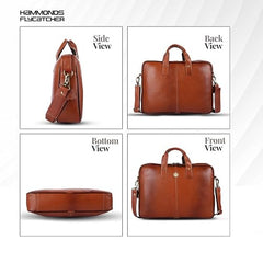 HAMMONDS FLYCATCHER Genuine Leather Office Bag for Men - 15.6 Inch Laptop Bag for Men for Professionals, Business Travelers - Adjustable Straps & Multiple Compartments - 1 Year Warranty - Brown