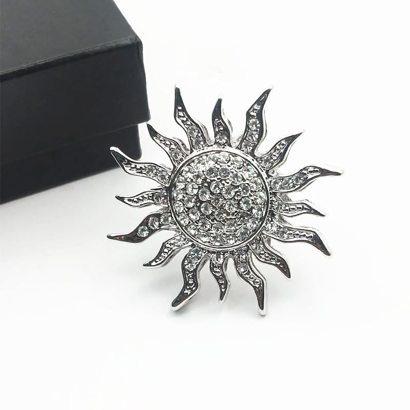 SYGA Men's Suit Chest Brooch Fashionable Rhinestone Decoration Diamond Clothing Accessories(Silver)