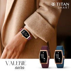 Titan Valerie Aura Smart Watch for Women with 1.47” AMOLED Display,Crystal Studded Bezzel,Luna Wellness,UV/AQI Index,Animated Watchfaces,QR Hub,Stress Monitoring,Breathe Exercise,IP68- Wine Red
