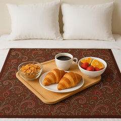 Homerz Premium Bed Server Food Mat Reversible Bed Server, Mattress Protector for Home | Food Mat for Kids, Size 36x36 inch, Double Side use Kitchen, Cupboard, Drawer, Wardrobe (Brown Lotus New)
