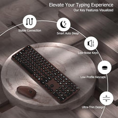 COVEVA Wireless Keyboard and Mouse Combo, 2.4GHz Wireless (Khaki)