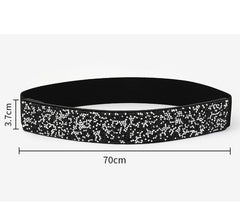 SYGA Women's Rhinestone Elastic belt with diamonds, fashionable and versatile dress, crystal girdle Belt Black