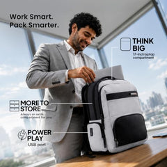 American Tourister Verve 17" Laptop Backpack | USB Charging Port | Smart Trolley Sleeve | Hidden Pocket | Tractum Suspension Straps | Office Bag for Men and Women | Black | 1 Year Global Warranty
