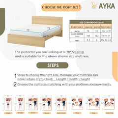 Ayka 100% Waterproof King Size 78x72 inch Cotton Quilted Mattress Protector Breathable Hypoallergenic Noiseless Ultra Soft Elastic Fitted Bed Protector Mattress/Bed Cover (Grey, King (78 * 72”))