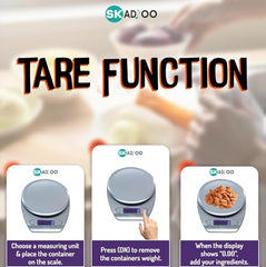 SKADIOO Kitchen Weighing Machine | 10 Kg Capacity | Digital Weighing Machine with Adapter | Weight Scale for Food | Kitchen Scale for Home, Shop & Commercial Use