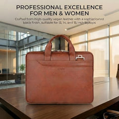 EXIM Prime Laptop Bag for Men Office Use| Office Bag for Men| Vegan Leather Laptop Messenger Bag| Fits Up to 13 to 14 Inch Laptop| Business Briefcase with Handle and Shoulder Strap (Shaded Brown)