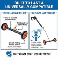 Viparth 16 Inch Dual-Function Undercarriage Pressure Washer | Underbody Car Wash, Bus | with 2 Piece Extension Wand | 4000 PSI | with 4 Spray Nozzle