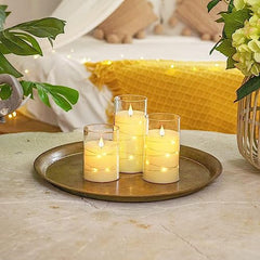 Flameless LED Pillar Candle Set of 2 | Acrylic Fiber Glass | Dancing Faux Wick | Remote Control with Battery Operated 3 AA | Home Décor & Gifting | 3" D x 6" H | Red