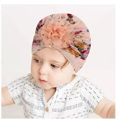 SYGA Baby Turban Hat, Toddler Beanie Cap Infant Hat 6 Month - 4 Year Cotton Floral Hat Headwear Cap Hat Accessories Unisex Hat, Peach Floral, 1 Piece