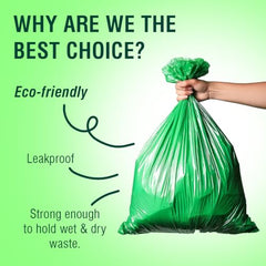 Beco Eco-Friendly Garbage Bags | 45 Pcs | Large- 24 x 32 Inches | 15 Bags x 3 Rolls | Green | Dustbin/Trash Bags with Detachable Drawstrings | For Dry & Wet waste
