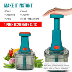 ISSVWO Tekcool Manual Hand Press Push Chopper with 6 Blades for Effortless Chopping Vegetables & Fruits (Assorted, 650 ml, Plastic).