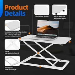 TARKAN Wood Standing Desk Riser, Height Adjustable Sit to Stand Desktop Workstation Table for Laptop & Monitor (Black)